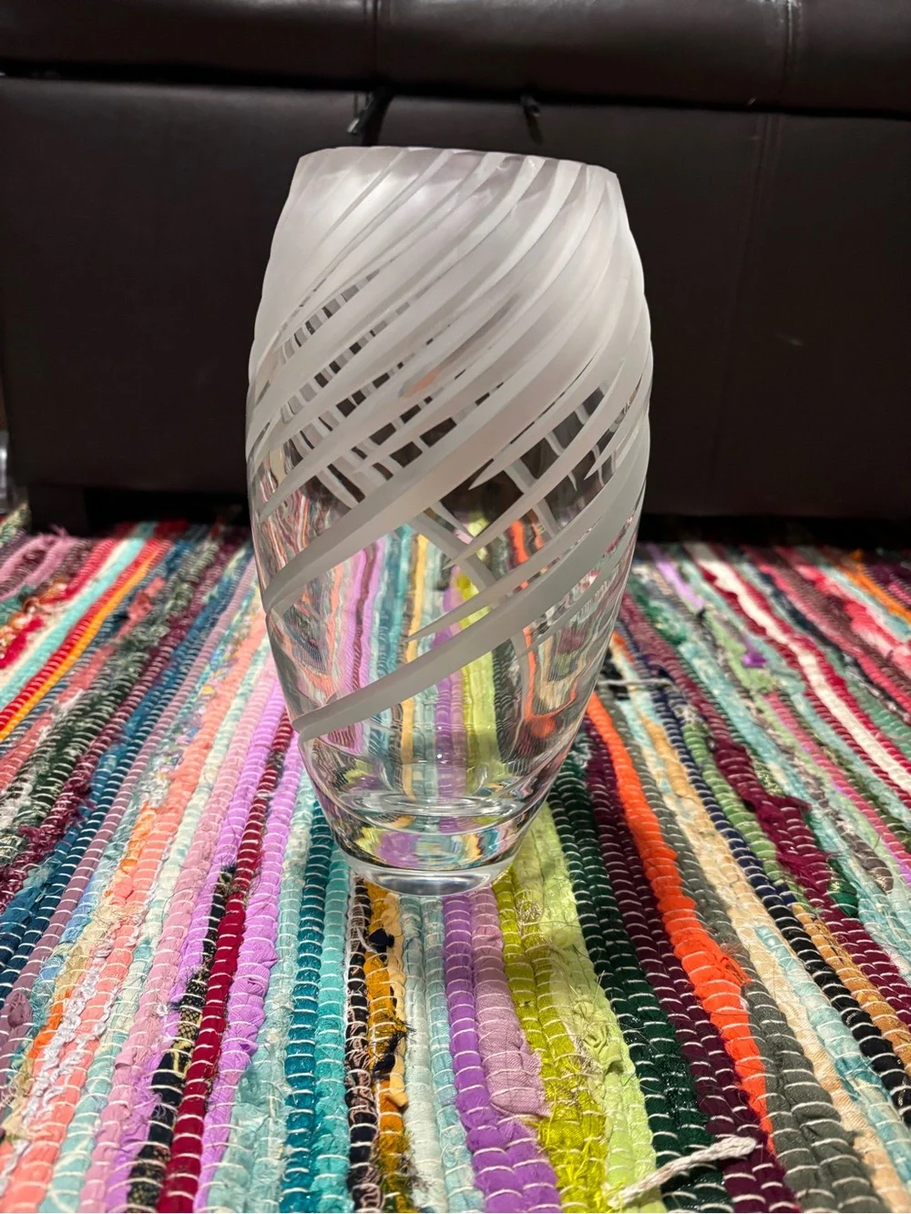 Frosted White Spiral Glass Vase by Mikasa